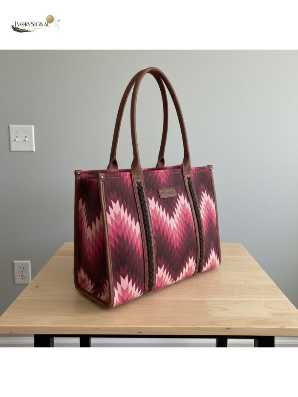 Structured Canvas Tote Bag with Laptop Compartment, Western Style Shoulder Bag